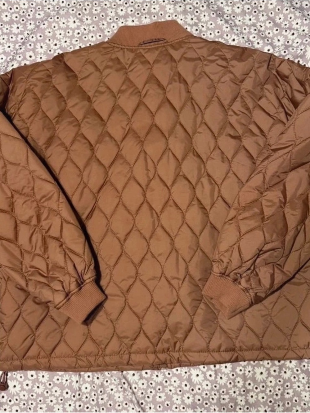 JoyLab Quilted Bomber Jacket in Camel - Picture 3 of 4